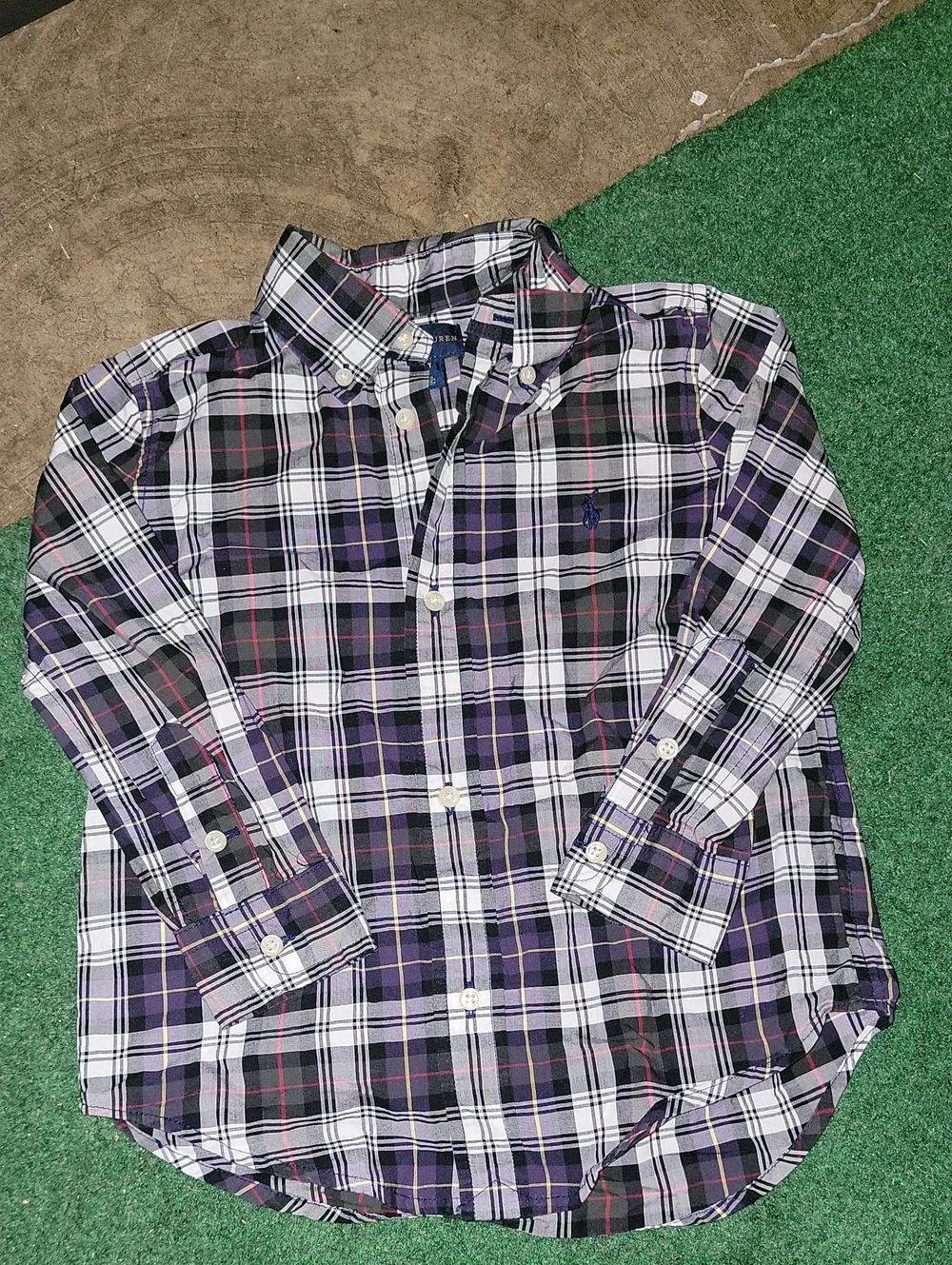Ralph Lauren Purple Plaid Button-Down Shirt for Kids